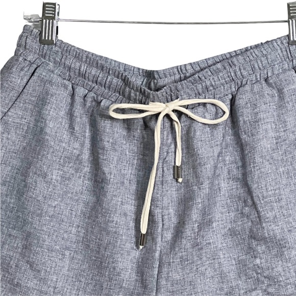 Pink Lily Chambray Fringed Drawstring Shorts With 2 Front Pockets Women’s Size M - Picture 5 of 9